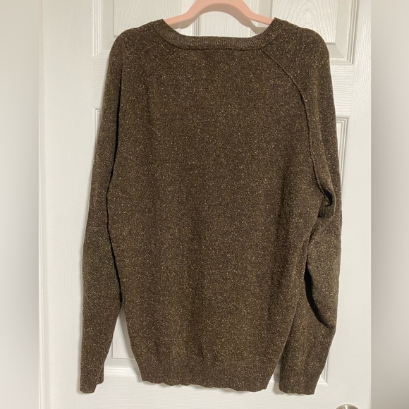 JOSEPH ABBOUD Brown Wool Silk Blend V-Neck Long Sleeve - Picture 1 of 3